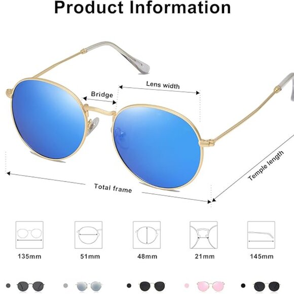 Small Round Polarized Sunglasses for Women Men Classic Vintage Retro Shades main image 4